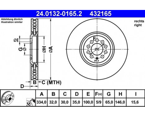 Brake Disc 24.0132-0165.2 ATE, Image 2
