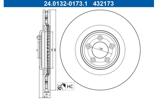 Brake disc 24.0132-0173.1 ATE