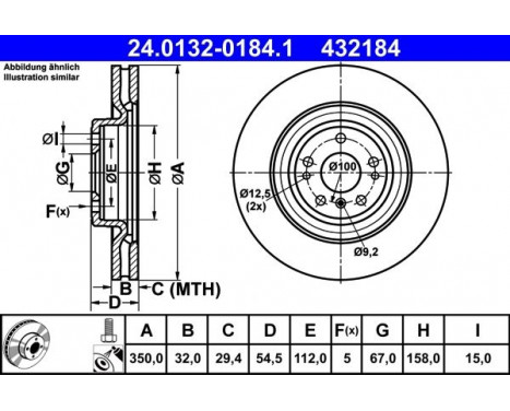 Brake Disc 24.0132-0184.1 ATE