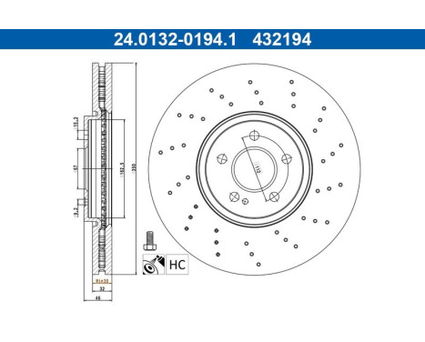 Brake disc 24.0132-0194.1 ATE