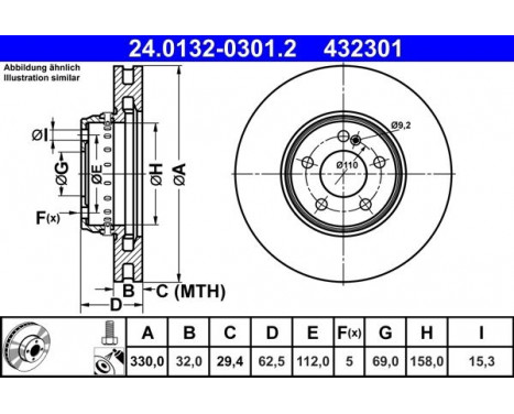 Brake Disc 24.0132-0301.2 ATE