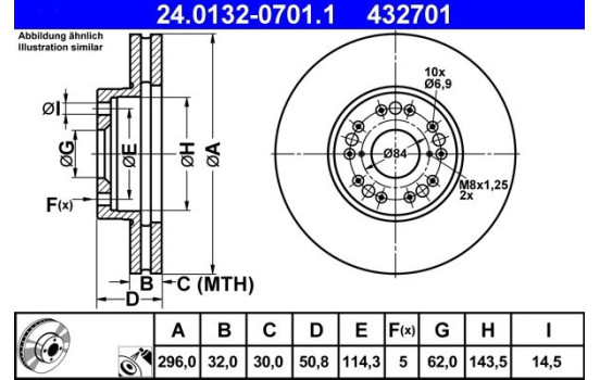 Brake Disc 24.0132-0701.1 ATE, Image 2
