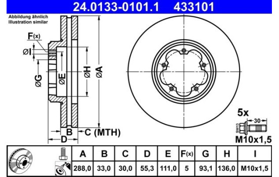Brake Disc 24.0133-0101.1 ATE