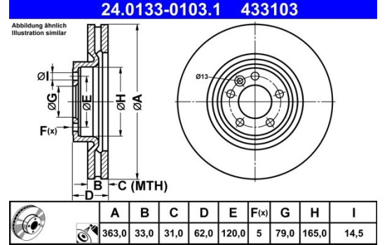 Brake disc 24.0133-0103.1 ATE