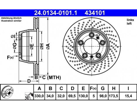 Brake Disc 24.0134-0101.1 ATE, Image 2