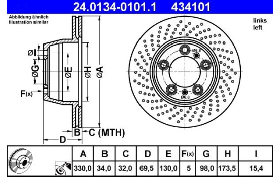 Brake Disc 24.0134-0101.1 ATE, Image 2