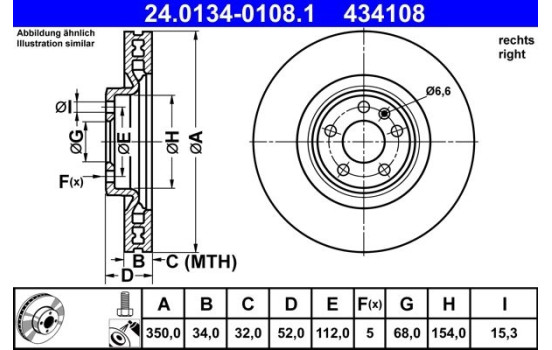 Brake disc 24.0134-0108.1 ATE