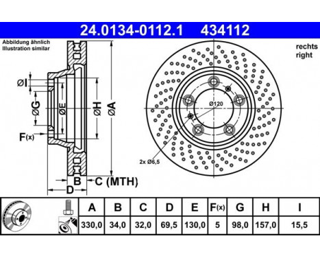 Brake Disc 24.0134-0112.1 ATE