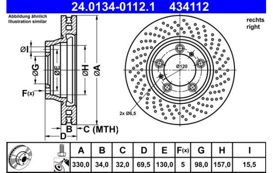 Brake Disc 24.0134-0112.1 ATE
