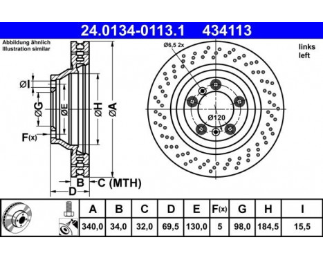 Brake Disc 24.0134-0113.1 ATE