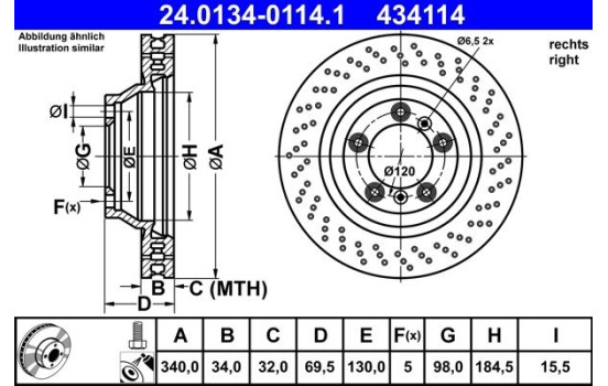 Brake Disc 24.0134-0114.1 ATE