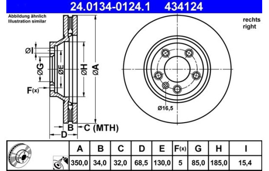 Brake Disc 24.0134-0124.1 ATE, Image 2