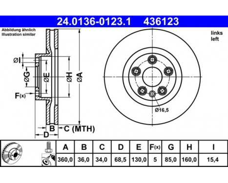 Brake Disc 24.0136-0123.1 ATE