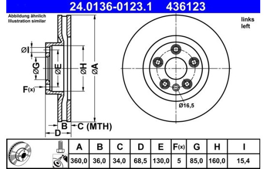Brake Disc 24.0136-0123.1 ATE