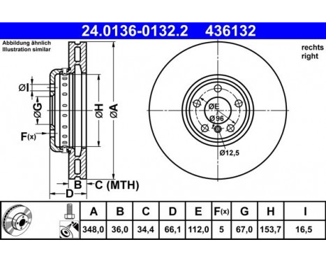 Brake Disc 24.0136-0132.2 ATE