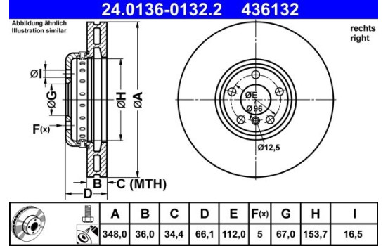 Brake Disc 24.0136-0132.2 ATE