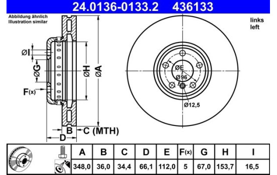 Brake Disc 24.0136-0133.2 ATE