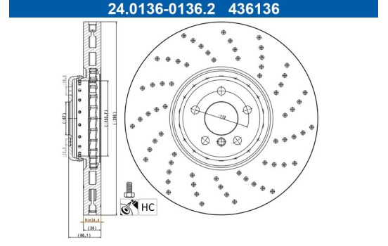 Brake disc 24.0136-0136.2 ATE