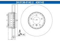 Brake disc 24.0136-0142.2 ATE