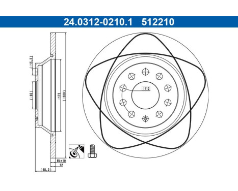 Brake disc 24.0312-0210.1 ATE