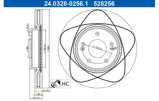 Brake disc 24.0328-0256.1 ATE