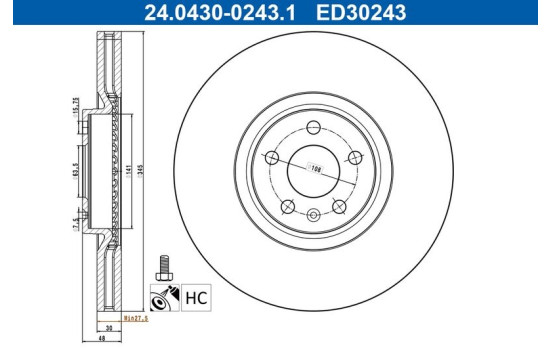 Brake disc 24.0430-0243.1 ATE