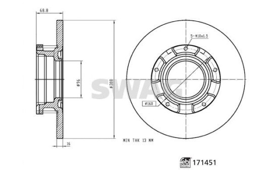 brake disc 33100909 Swag, Image 3