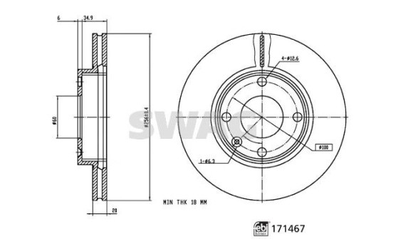 brake disc 33100914 Swag, Image 3