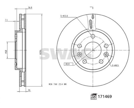 brake disc 33100915 Swag, Image 3