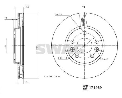 brake disc 33100915 Swag, Image 3
