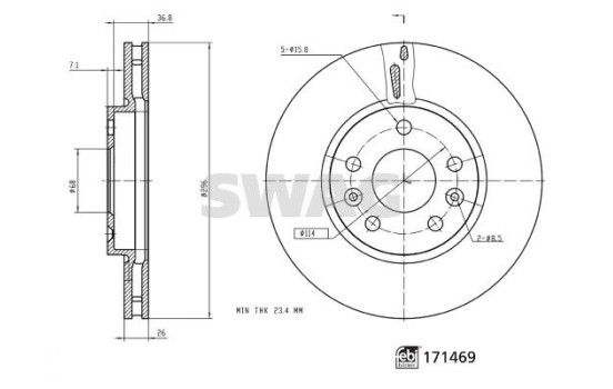 brake disc 33100915 Swag, Image 3