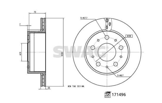 brake disc 33100926 Swag, Image 3