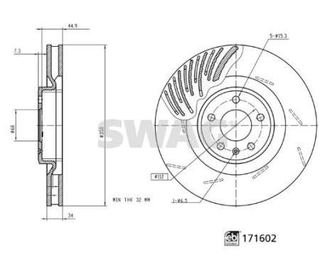 brake disc 33100966 Swag, Image 3