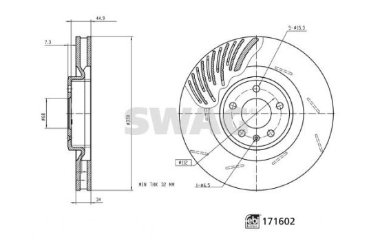 brake disc 33100966 Swag, Image 3