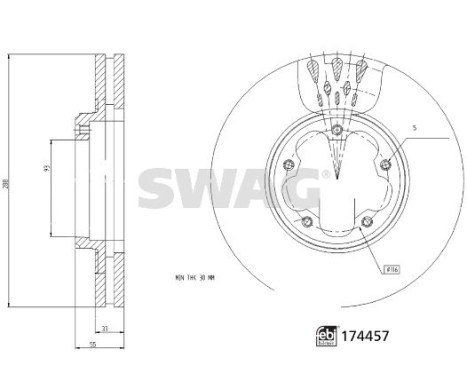 brake disc 33102209 Swag, Image 3