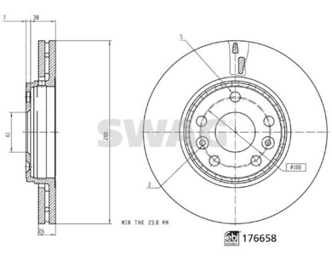 brake disc 33103665 Swag, Image 3