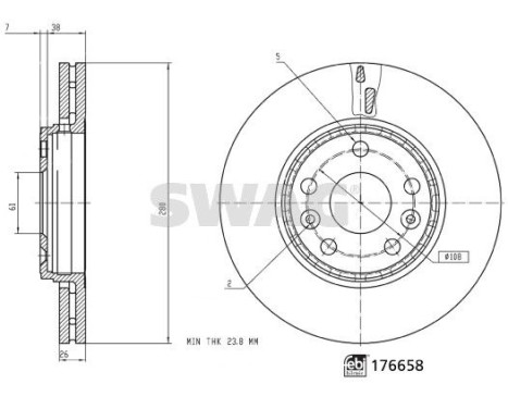 brake disc 33103665 Swag, Image 3