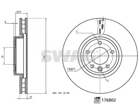 brake disc 33103748 Swag, Image 3
