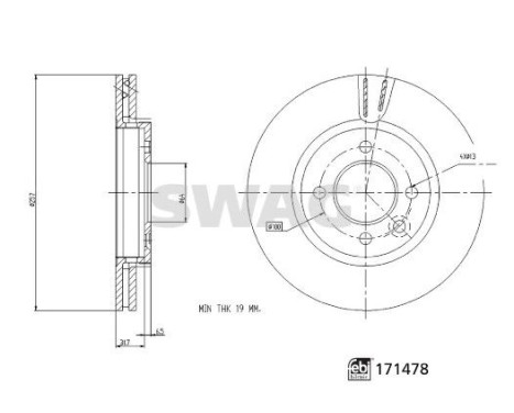 brake disc 33105080 Swag, Image 3