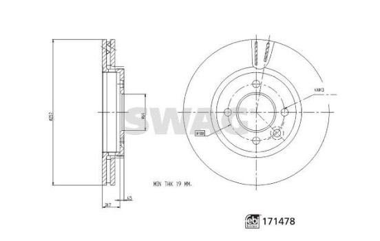 brake disc 33105080 Swag, Image 3