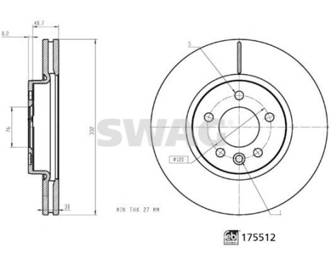 brake disc 33105220 Swag, Image 3