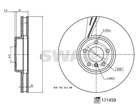 brake disc 33105262 Swag, Image 3