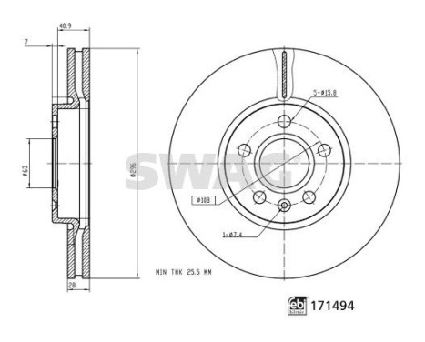brake disc 33105609 Swag, Image 3