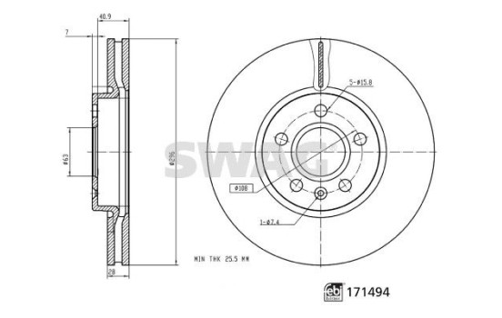 brake disc 33105609 Swag, Image 3