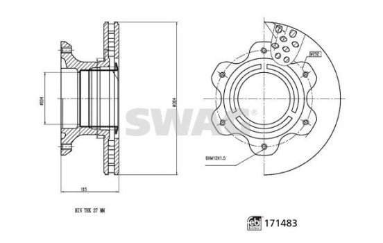 brake disc 33106296 Swag, Image 3