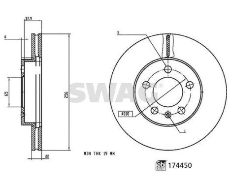 brake disc 33106352 Swag, Image 3