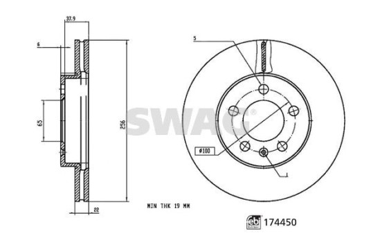 brake disc 33106352 Swag, Image 3