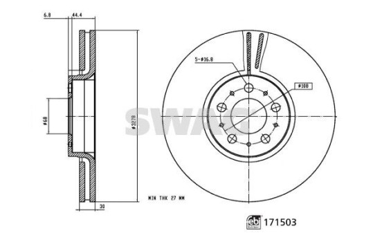 Brake disc 33106494 Swag, Image 3