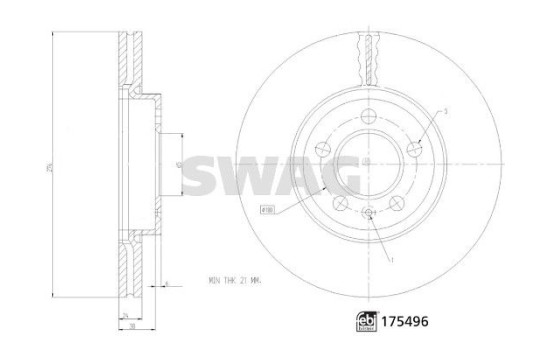 brake disc 33106928 Swag, Image 3