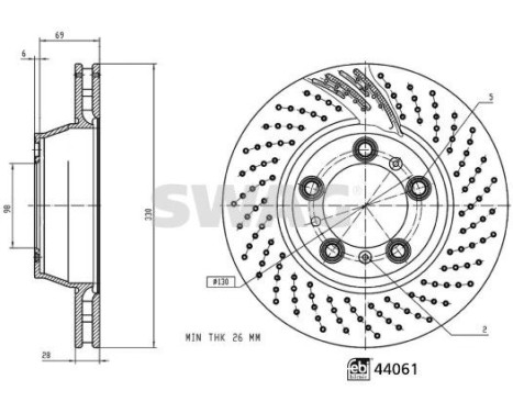 brake disc 33107308 Swag, Image 3